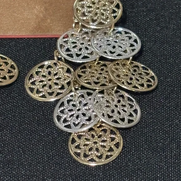 Elegant Gold and Silver Dangle Earrings - Picture 7 of 8